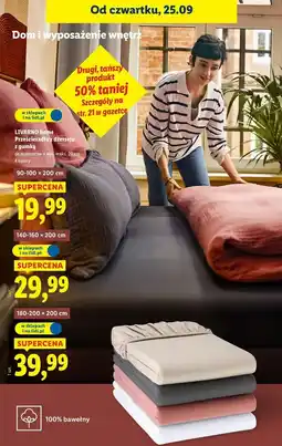 Lidl Prześcieradło jersey z gumką 180-200 x 200 cm Livarno Home oferta