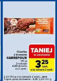 Carrefour Express Ciastka czekoladowo-bakaliowe z nadzieniem karmelowym Carrefour Extra oferta