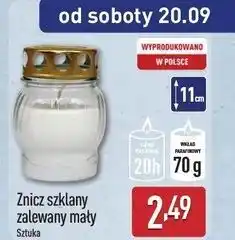 ALDI Znicz szklany zalewany mały oferta