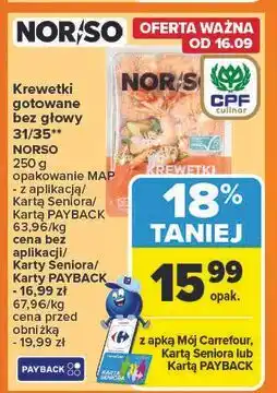 Carrefour Krewetki gotowane Norso oferta