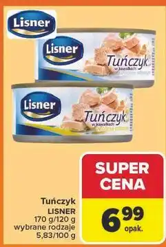 Carrefour Tuńczyk w kawałkach sosie własnym Lisner oferta