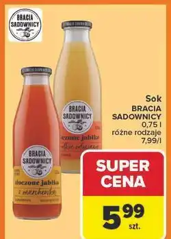 Carrefour Sok tłoczony jabłkowy słodkie odmiany Bracia Sadownicy oferta