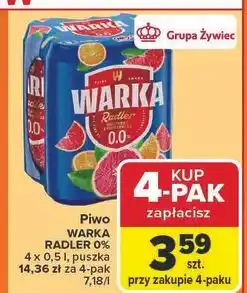 Carrefour Piwo Warka Radler Grapefruit-Pomarańcz 0% oferta