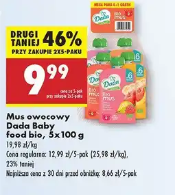 Biedronka Mus owocowy Dada Baby food bio oferta