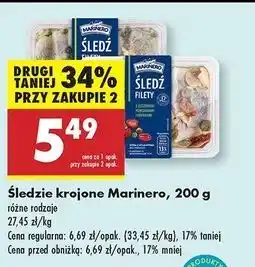 Biedronka Śledzie krojone z suszonymi pomidorami Marinero oferta