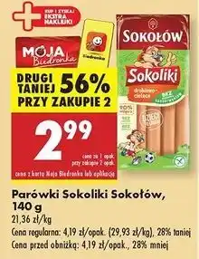 Biedronka Parówki drobiowo cielęce bez glutenu i laktozy Sokołów Sokoliki oferta