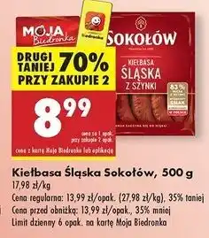 Biedronka Kiełbasa śląska z szynki Sokołów oferta