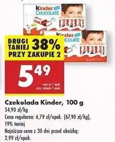 Biedronka Batoniki z mlecznej czekolady nadzieniem mlecznym Kinder Chocolate oferta