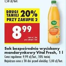 Biedronka Sok mandarynkowy Vital Fresh oferta