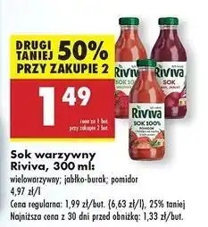 Biedronka Sok 100% pomidorowy z solą morską Riviva oferta