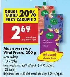 Biedronka Mus jabłko-wiśnia-jagoda kamczacka Vital Fresh oferta