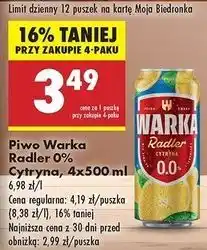 Biedronka Piwo Warka Radler Lemon 0.0% Alk oferta