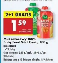 Biedronka Mus jabłko-brzoskiwnia-banan-gruszka Vital Fresh oferta
