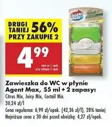Biedronka Zawieszka do wc coctail + 2 zapasy Agent Max Inspired By Nature oferta