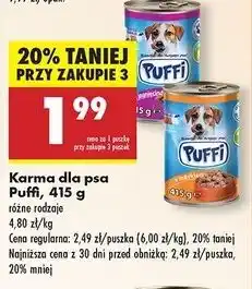 Biedronka Karma dla psa z indykiem Puffi oferta