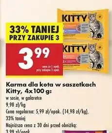 Biedronka Karma dla kota indyk w galarecie + wołowina Kitty oferta