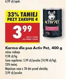Biedronka Karma dla psa z wątróbką wołową i ziemniakami Activ Pet oferta