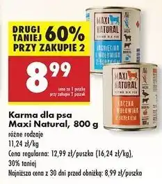 Biedronka Karma dla psa kaczka i wołowina z jabłkiem Maxi Natural oferta