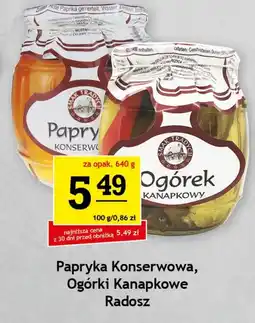Gram Market Papryka Konserwowa, Ogórki Kanapkowe Radosz oferta