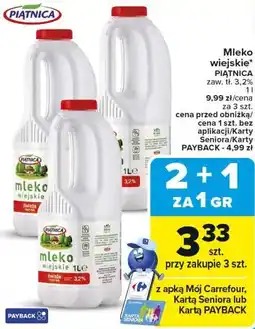 Carrefour Mleko wiejskie Piątnica 3.2% oferta