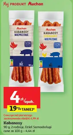 Auchan Kabanosy drobiowo- wieprzowe Auchan oferta