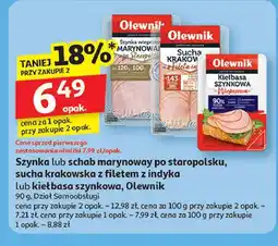 Auchan Kiełbasa szynkowa wieprzowa Olewnik oferta