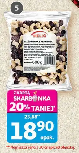 Auchan Mieszanka żurawina orzech nerkowca Helio oferta