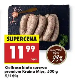 Biedronka Kiełbasa biała surowa premium Kraina Mięs oferta