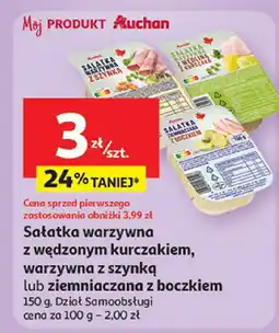 Auchan Sałatka warzywna z wędzonym kurczakiem, warzywna z szynką lub ziemniaczana z boczkiem Auchan oferta