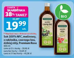 Auchan Sok 100% NFC BIO malinowy, z rokitnika, czarnego bzu, dzikiej róży, Premium Rosa oferta