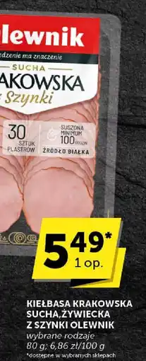 Groszek Kiełbasa krakowska sucha, żywiecka z szynki Olewnik oferta