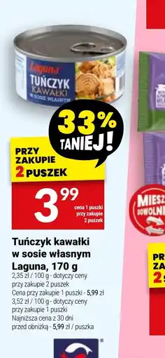 Twój Market Tuńczyk kawałki w sosie własnym Laguna oferta