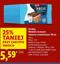 Lidl Sondey Wafelki z kremem mleczno-orzechowym oferta