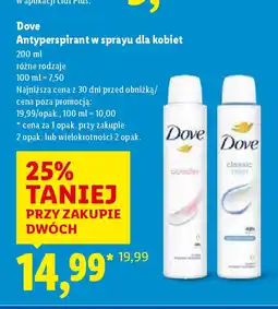 Lidl Antyperspirant Dove w sprayu dla kobiet oferta