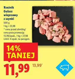 Lidl Gulasz wieprzowy z szynki Rzeźnik oferta