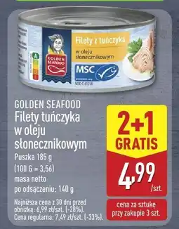 ALDI Filety z tuńczyka w oleju słonecznikowym 2+1 GRATIS Golden Seafood oferta