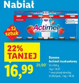 Lidl Jogurt Danone Actimel truskawkowy oferta