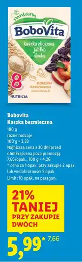 Lidl Kaszka Bobovita bezmleczna jabłko śliwka oferta