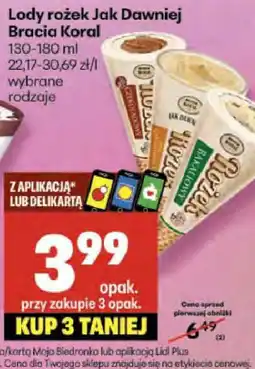 Delikatesy Centrum Lody rożek Jak Dawniej Bracia Koral oferta