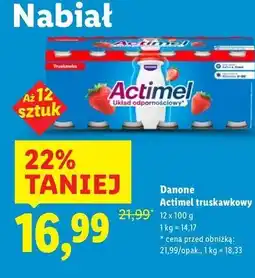 Lidl Jogurt truskawka Danone Actimel oferta