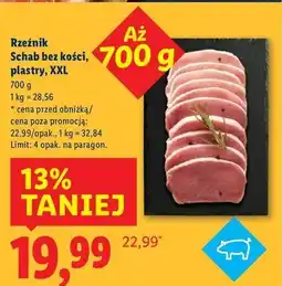 Lidl Schab wieprzowy bez kości plastry Rzeźnik Codzienna Dostawa oferta