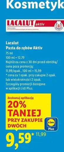 Lidl Pasta do zębów Lacalut Aktiv oferta