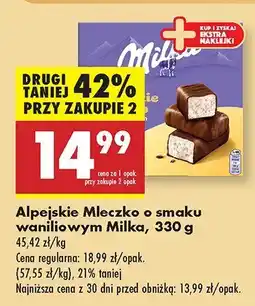 Biedronka Czekolada alpejskie mleczko o smaku waniliowym Milka oferta