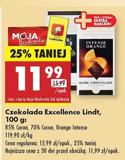 Biedronka Czekolada Excellence 85% cocoa, 70% cocoa, Orange Intense Lindt oferta