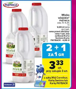 Carrefour Mleko wiejskie piątnica oferta
