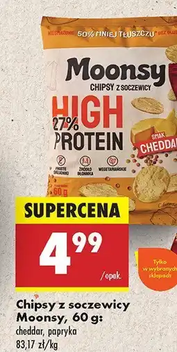 Biedronka Chipsy z soczewicy Moonsy cheddar oferta
