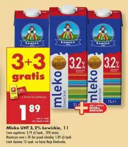 Biedronka Mleko UHT 3,2% Łowickie, 1 l oferta