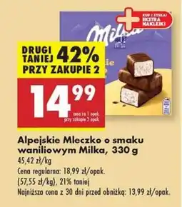 Biedronka Alpejskie Mleczko o smaku waniliowym Milka 330 g oferta