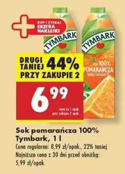 Biedronka Sok pomarańcza 100% Tymbark, 1 l oferta