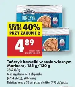 Biedronka Tuńczyk kawałki w sosie własnym Marinero, 185 g/130 g oferta